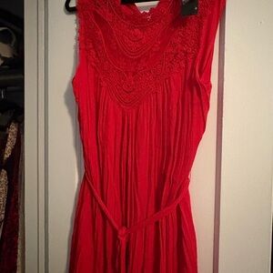Chic Red Lace Maxi Dress